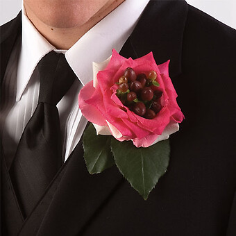 Rose and Hypericum Boutonniere