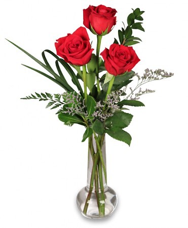 Three red Rose Bud Vase