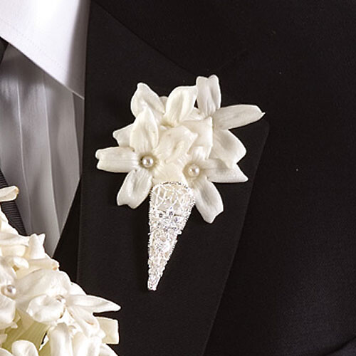 Stephanotis and Pearl Boutonniere